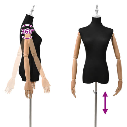 Adjustable 165-213 cm Mannequin with Base Female PP Black