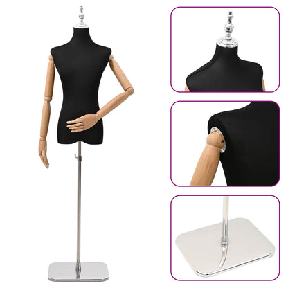 Adjustable 165-213 cm Mannequin with Base Female PP Black