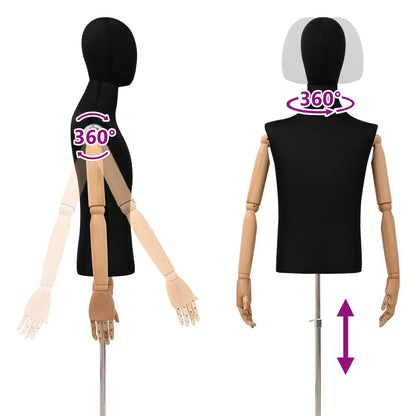 Adjustable 170-218 cm Mannequin with Base Male PP Black