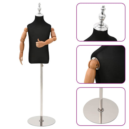 Adjustable 120-150 cm Mannequin with Base Unisex PP Black