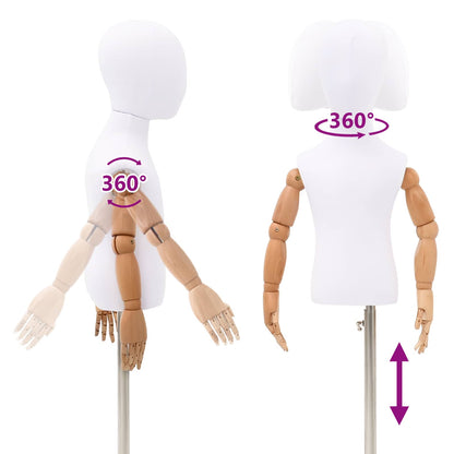 Adjustable 120-157 cm Mannequin with Base Unisex PP White