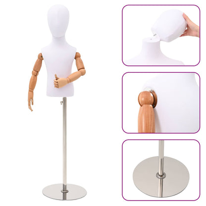 Adjustable 120-157 cm Mannequin with Base Unisex PP White
