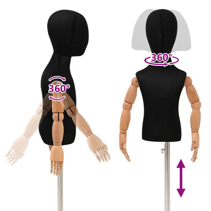 Adjustable 120-157 cm Mannequin with Base Unisex PP Black