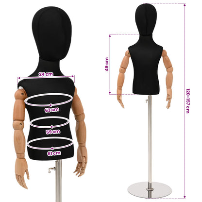 Adjustable 120-157 cm Mannequin with Base Unisex PP Black