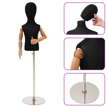 Adjustable 120-157 cm Mannequin with Base Unisex PP Black