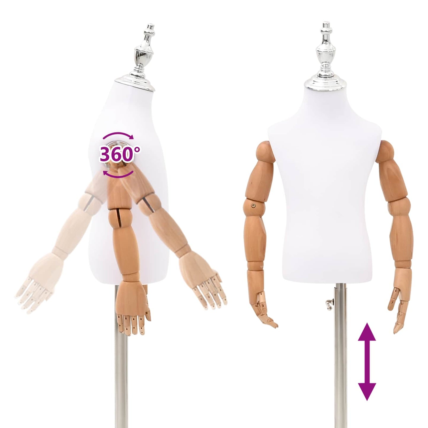 Adjustable 120-157 cm Mannequin with Base Unisex PP White