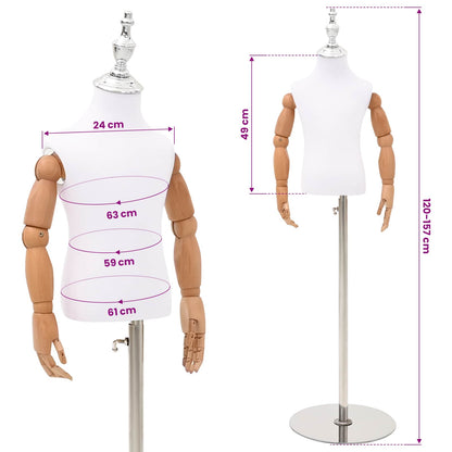 Adjustable 120-157 cm Mannequin with Base Unisex PP White