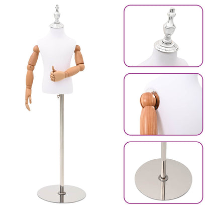 Adjustable 120-157 cm Mannequin with Base Unisex PP White