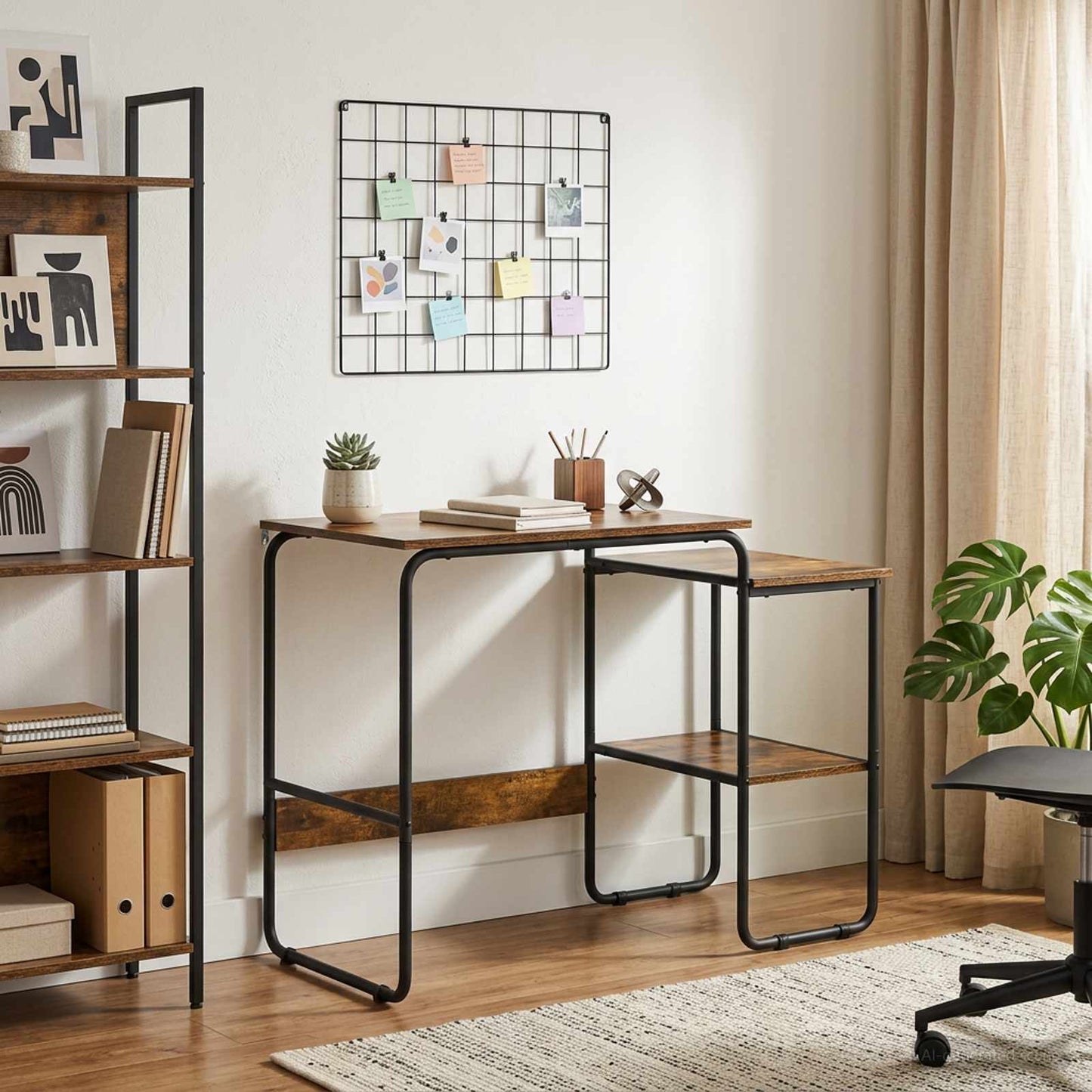 Desk with Storage Smoked Oak 100 x 50 x 75 cm