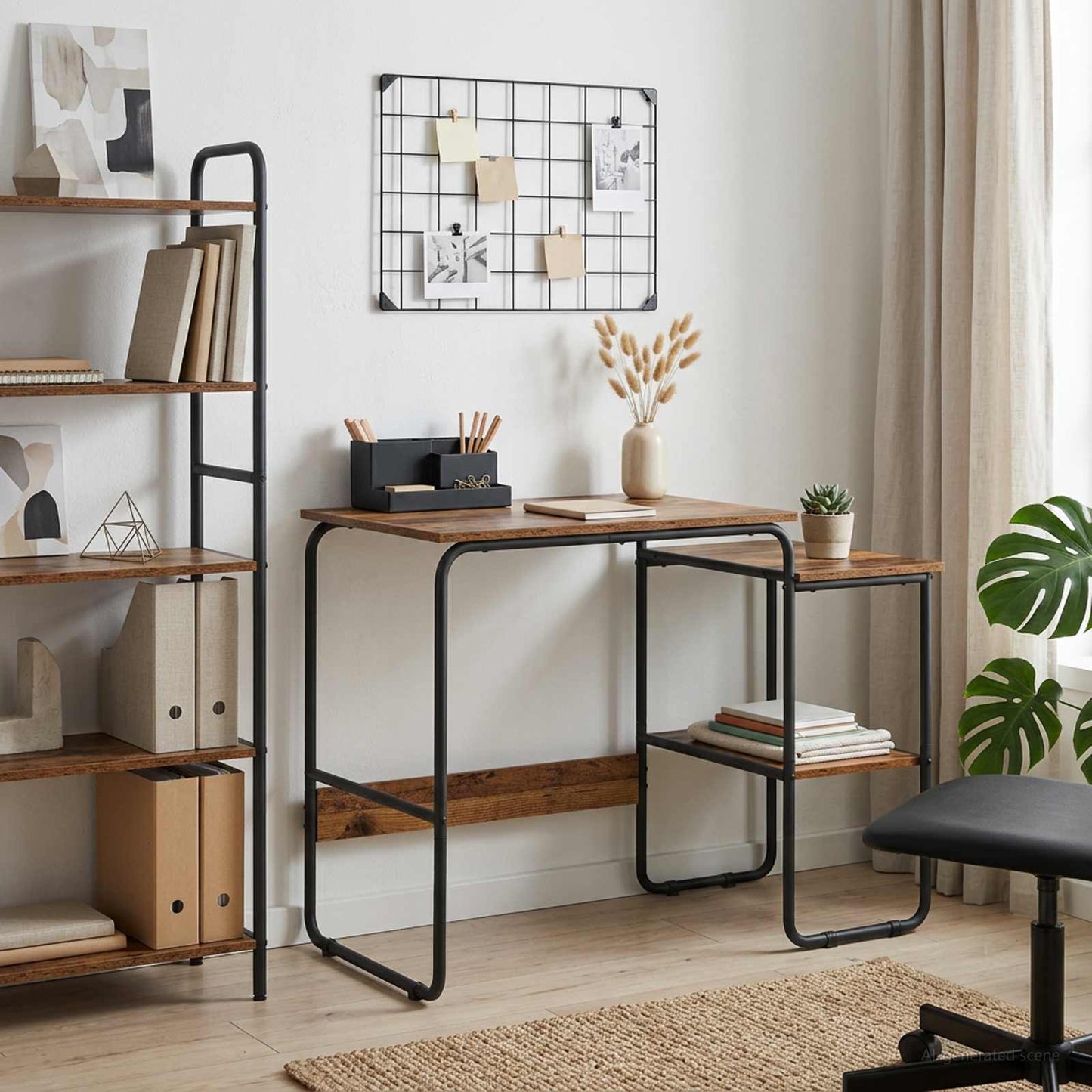 Desk with Storage Oak Wood 100 x 50 x 75 cm