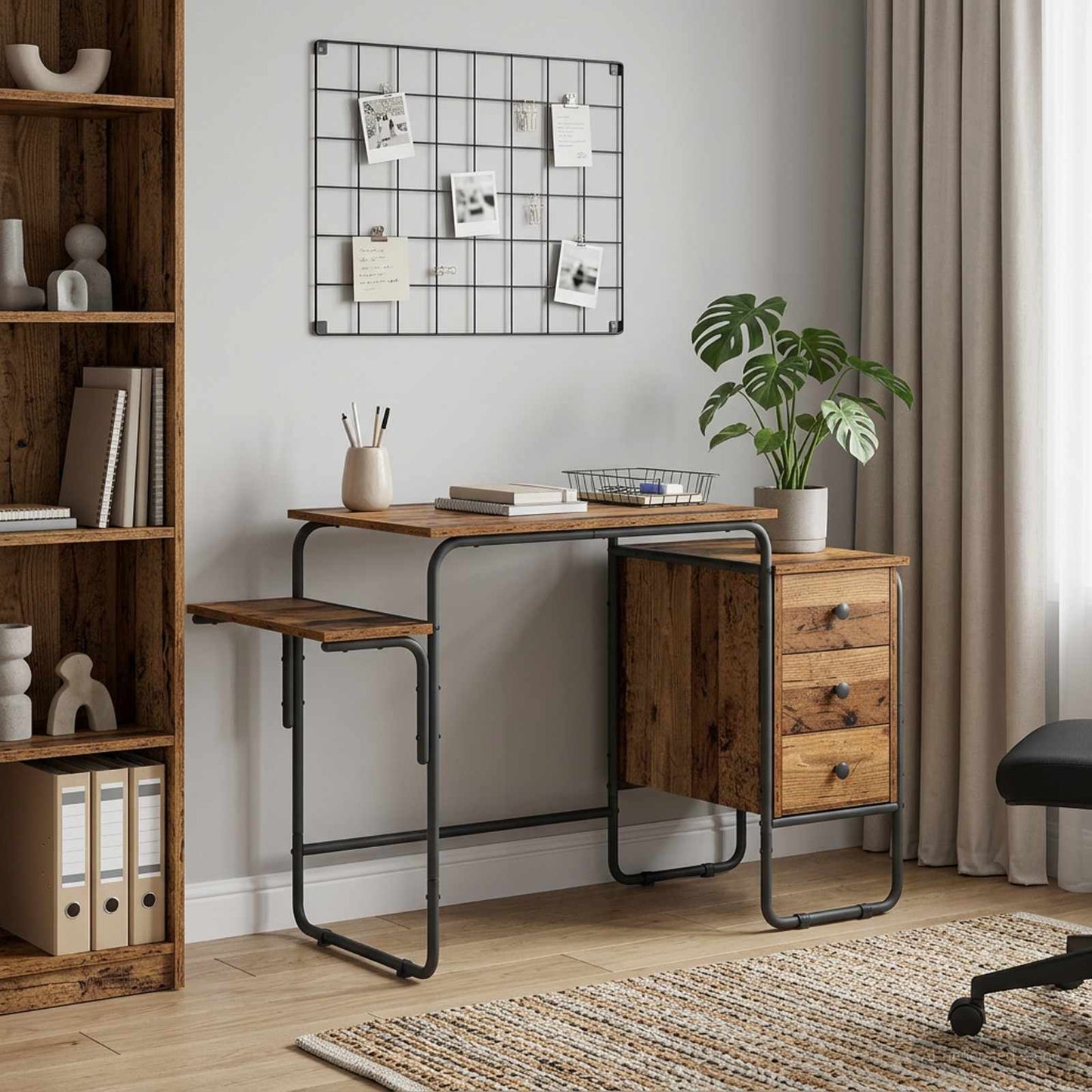Desk with Storage Oak Wood 120 x 50 x 75 cm