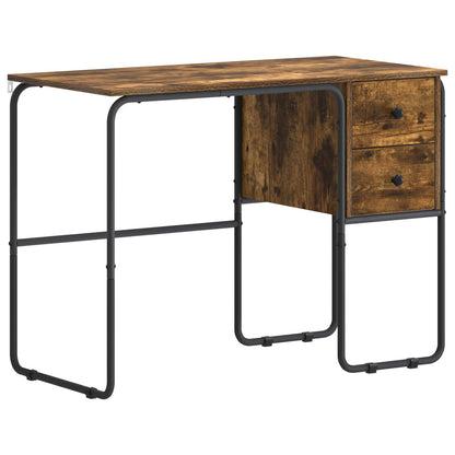 Desk with Storage Smoked Oak 100 x 50 x 75 cm