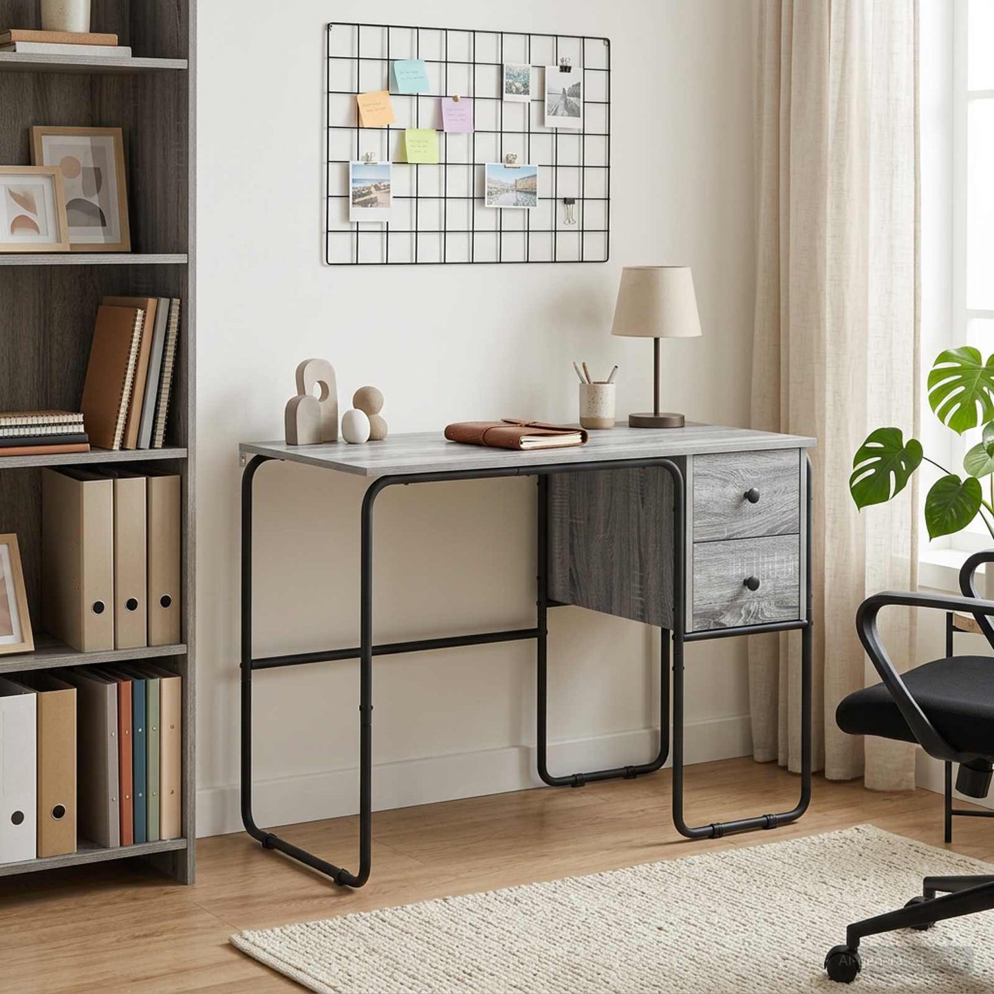 Desk with Storage Grey Sonoma 100 x 50 x 75 cm