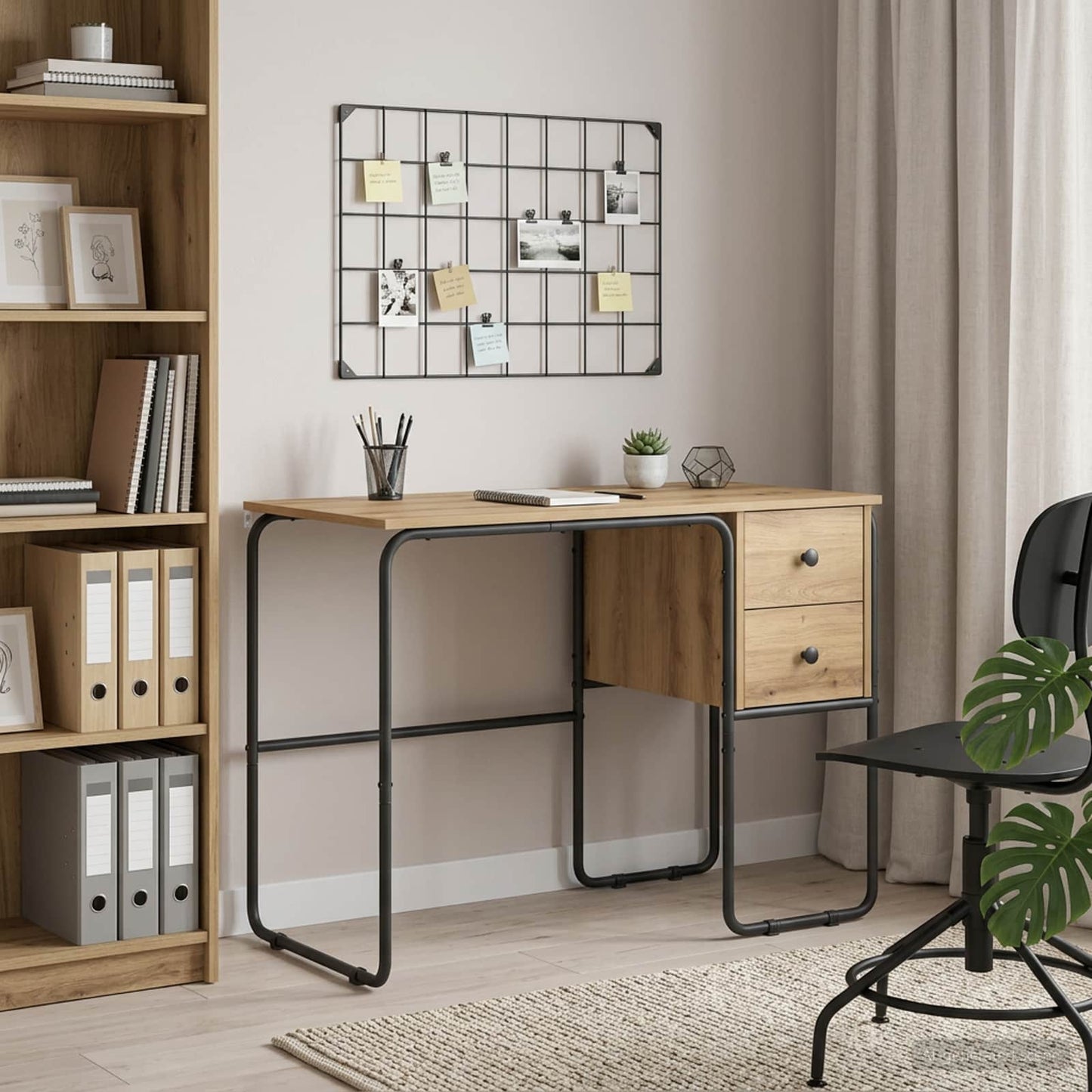Desk with Storage Artisan Oak 100 x 50 x 75 cm