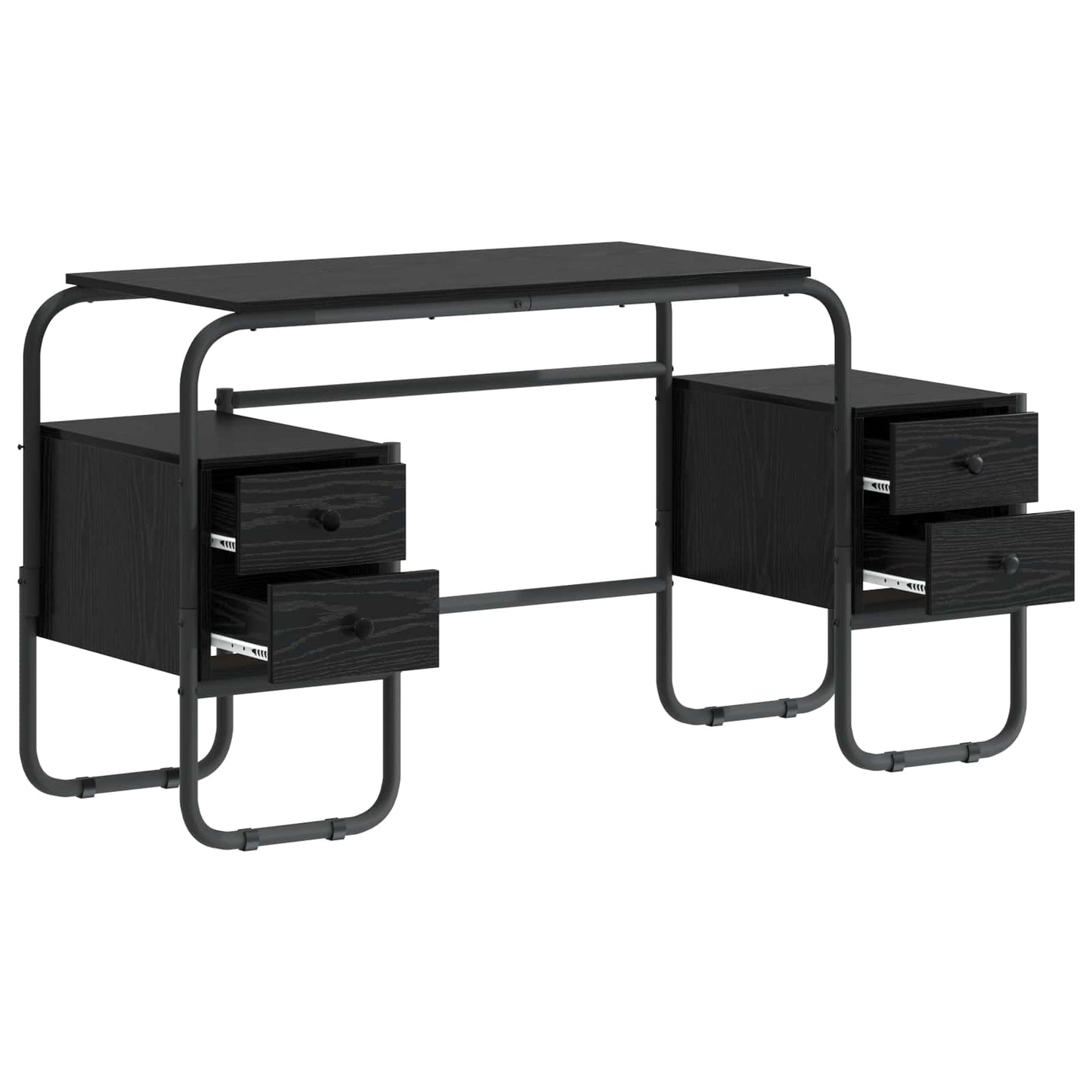 Desk with Storage Black Oak 145 x 50 x 75 cm