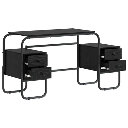 Desk with Storage Black Oak 145 x 50 x 75 cm