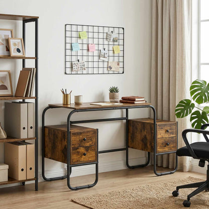 Desk with Storage Smoked Oak 145 x 50 x 75 cm