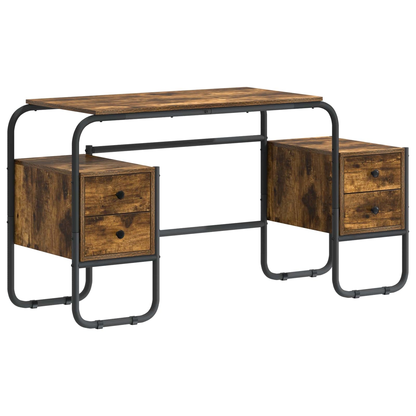 Desk with Storage Smoked Oak 145 x 50 x 75 cm