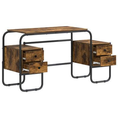Desk with Storage Smoked Oak 145 x 50 x 75 cm