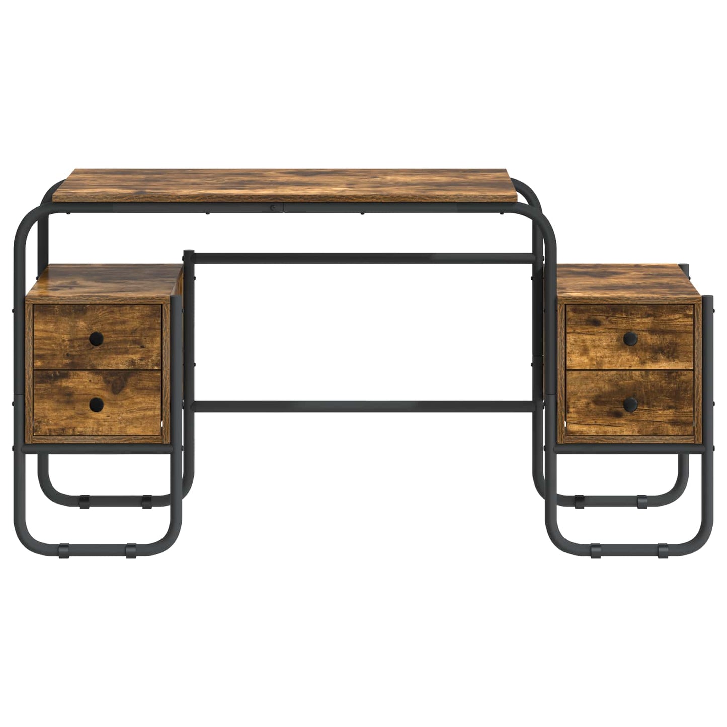 Desk with Storage Smoked Oak 145 x 50 x 75 cm