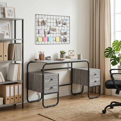 Desk with Storage Grey Sonoma 145 x 50 x 75 cm