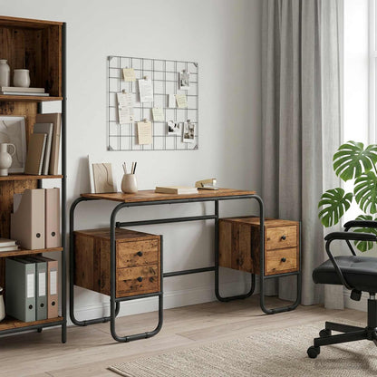 Desk with Storage Oak Wood 145 x 50 x 75 cm