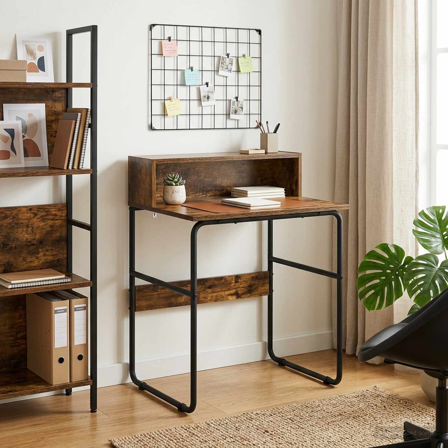 Desk with Storage Smoked Oak 60 x 50 x 91 cm