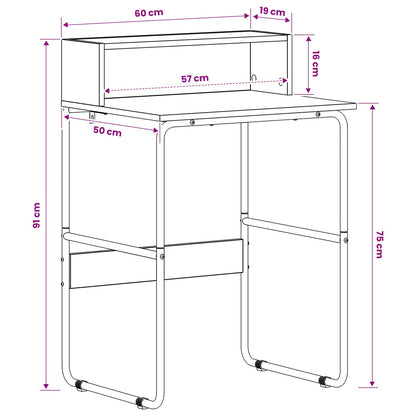 Desk with Storage Grey Sonoma 60 x 50 x 91 cm