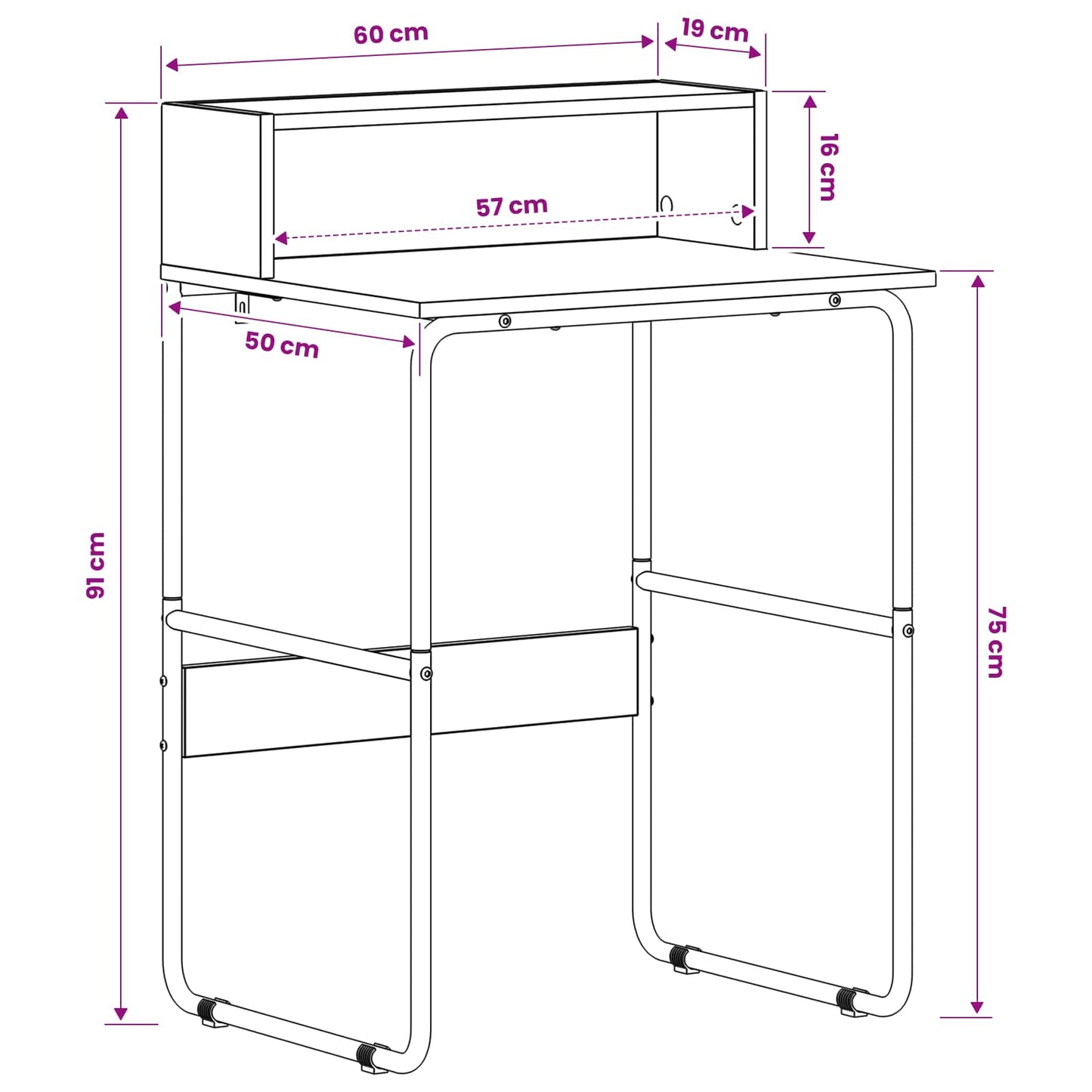 Desk with Storage Oak Wood 60 x 50 x 91 cm
