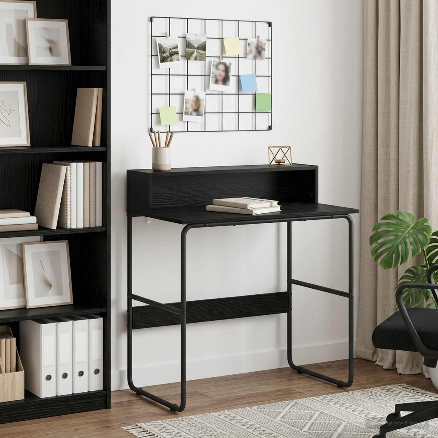 Desk with Storage Black Oak 80 x 50 x 91 cm