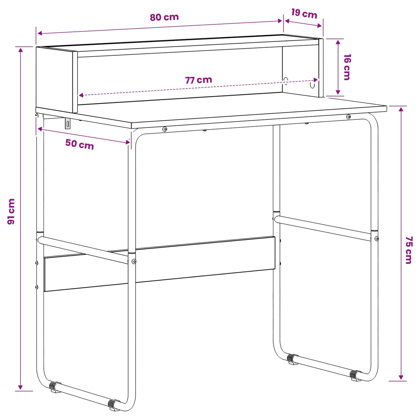 Desk with Storage Black Oak 80 x 50 x 91 cm