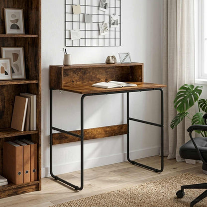 Desk with Storage Smoked Oak 80 x 50 x 91 cm