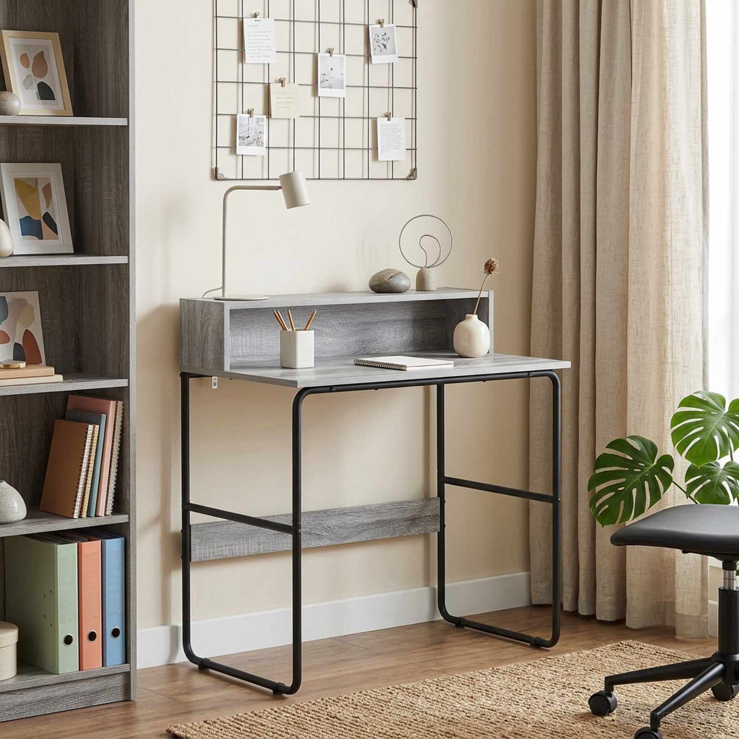 Desk with Storage Grey Sonoma 80 x 50 x 91 cm