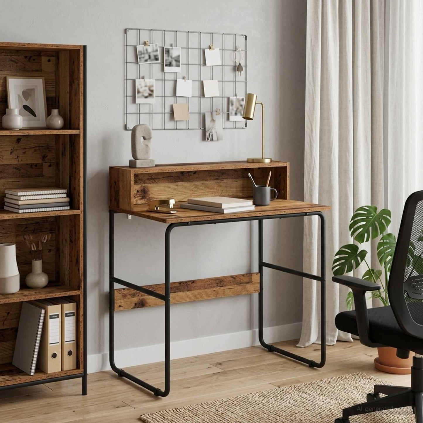 Desk with Storage Oak Wood 80 x 50 x 91 cm