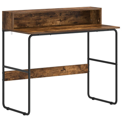 Desk with Storage Smoked Oak 100 x 50 x 91 cm
