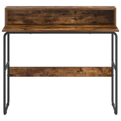 Desk with Storage Smoked Oak 100 x 50 x 91 cm