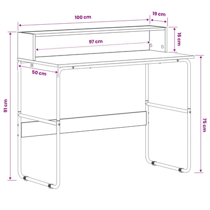 Desk with Storage Oak Wood 100 x 50 x 91 cm