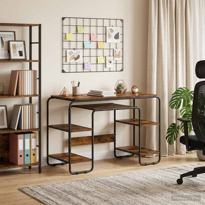 Desk with Storage Smoked Oak 113.5 x 52 x 75.5 cm