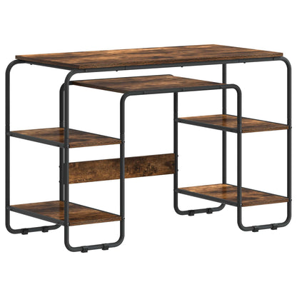 Desk with Storage Smoked Oak 113.5 x 52 x 75.5 cm