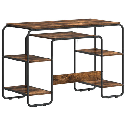 Desk with Storage Smoked Oak 113.5 x 52 x 75.5 cm