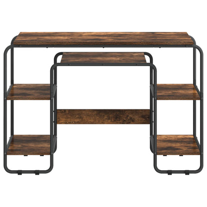 Desk with Storage Smoked Oak 113.5 x 52 x 75.5 cm
