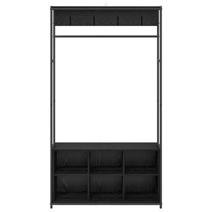 Coat Stand with Shoes Bench Black Oak 100 x 32 x 180.5 cm