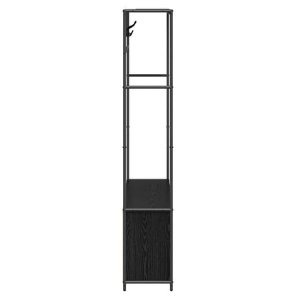 Coat Stand with Shoes Bench Black Oak 100 x 32 x 180.5 cm