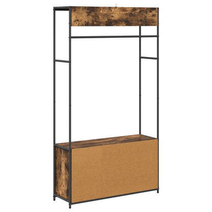 Coat Stand with Shoes Bench Smoked Oak 100 x 32 x 180.5 cm