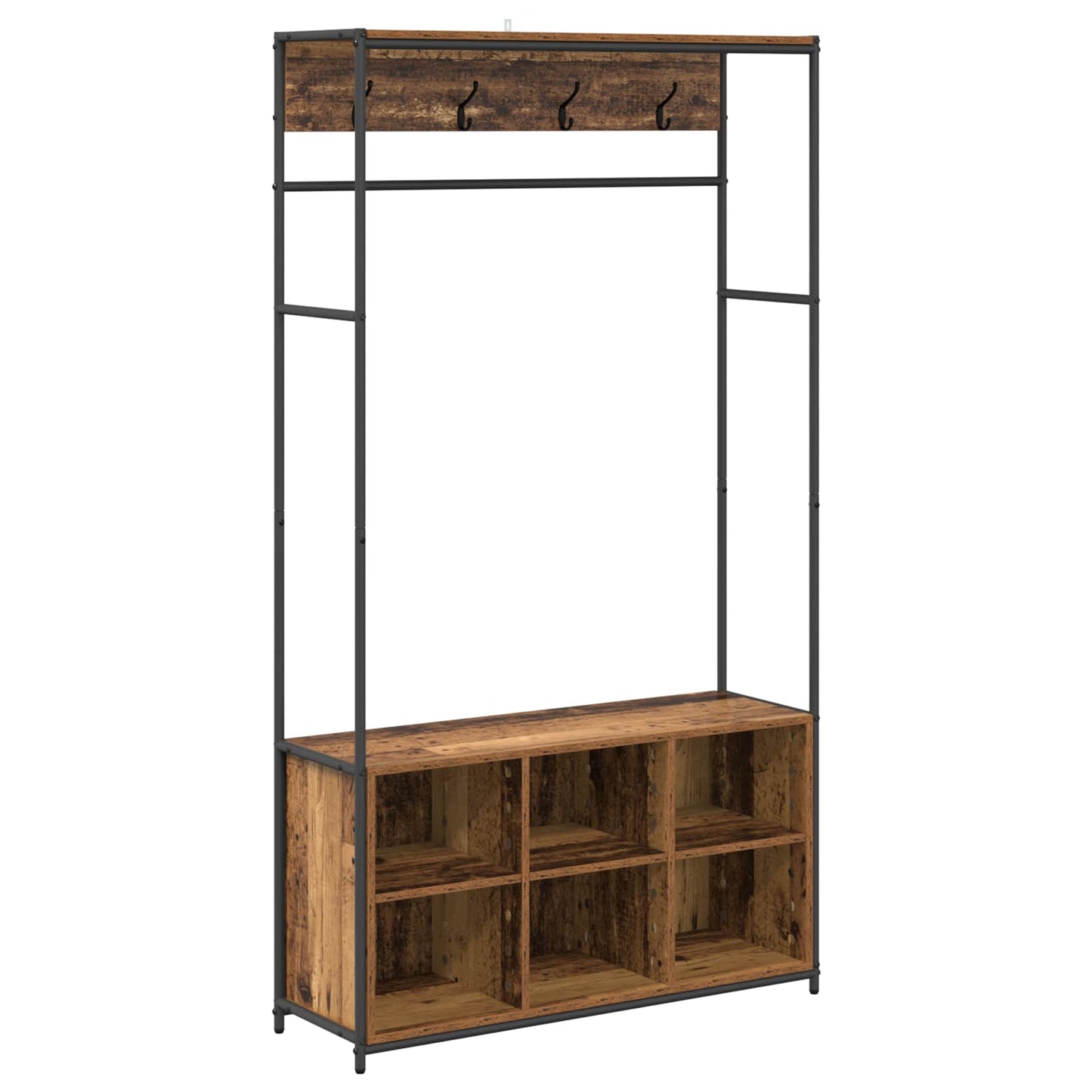 Coat Stand with Shoes Bench Old Wood 100 x 32 x 180.5 cm