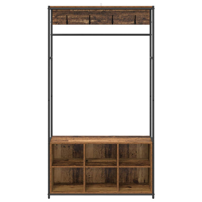 Coat Stand with Shoes Bench Old Wood 100 x 32 x 180.5 cm