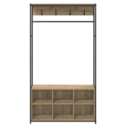 Coat Stand with Shoes Bench Artisan Oak 100 x 32 x 180.5 cm