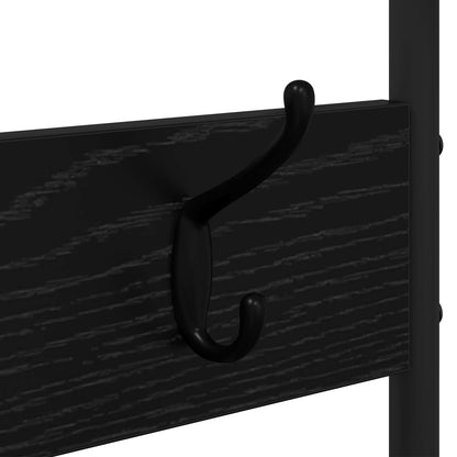 Coat Stand with Shoes Bench Black Oak 120.5 x 34 x 190 cm