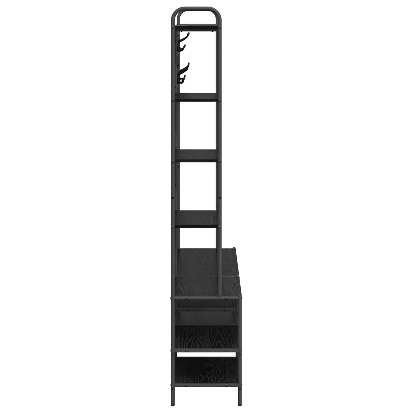 Coat Stand with Shoes Bench Black Oak 120.5 x 34 x 190 cm