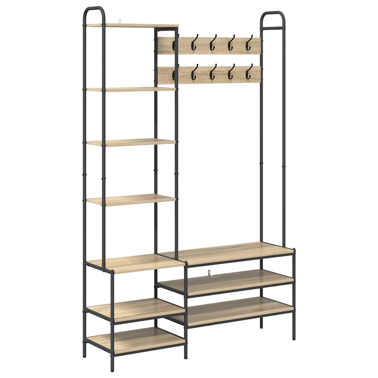 Coat Stand with Shoes Bench Sonoma Oak 120.5 x 34 x 190 cm